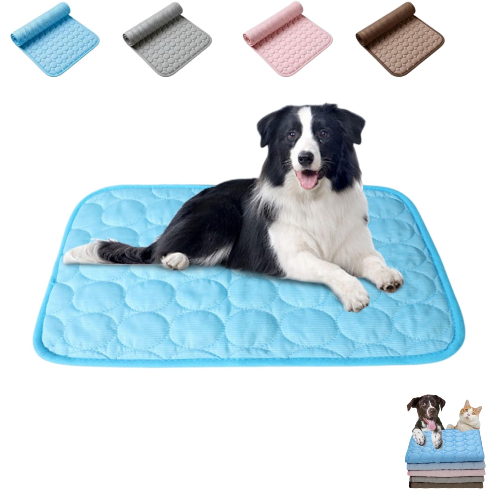 The Dog Hub Arctic Cooling Dog Mat, Self Cooling Foldables Mat for Dogs Cats (Blue,L-70X55CM)