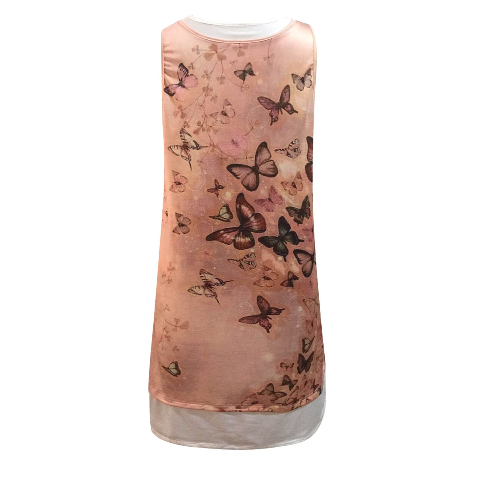 Sommerkleid Damen Midi Ärmellos Knielang Boho A-Linie Kleid U-Ausschnitt Casual Strand Kleider Lose Minikleid Strandkleider