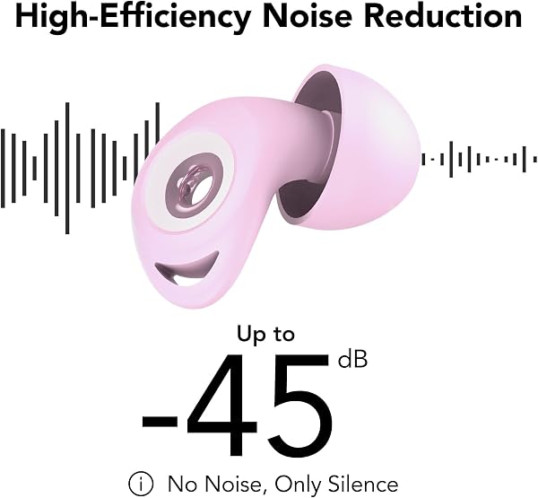 Bouchon D'oreille Pour Dormir, Anti-Bruit 45 dB, Bouchons Réutilisables en Silicone Souple et Ergonomiques, 4 Tailles (XS/S/M/L), Adaptés Pour Dormir/Voyager/Se Concentrer/Concert - 2