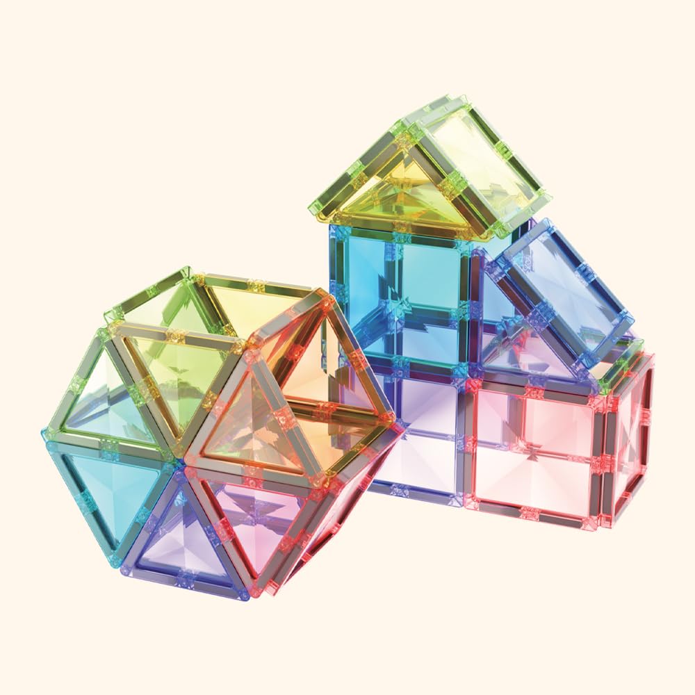 LERNI COLORMAG Magnetbausteine 60 Teile – Magnetisches Konstruktionsspielzeug für Kinder ab 3 Jahren, Mint Lernspielzeug mit Ideenheft, Pastell