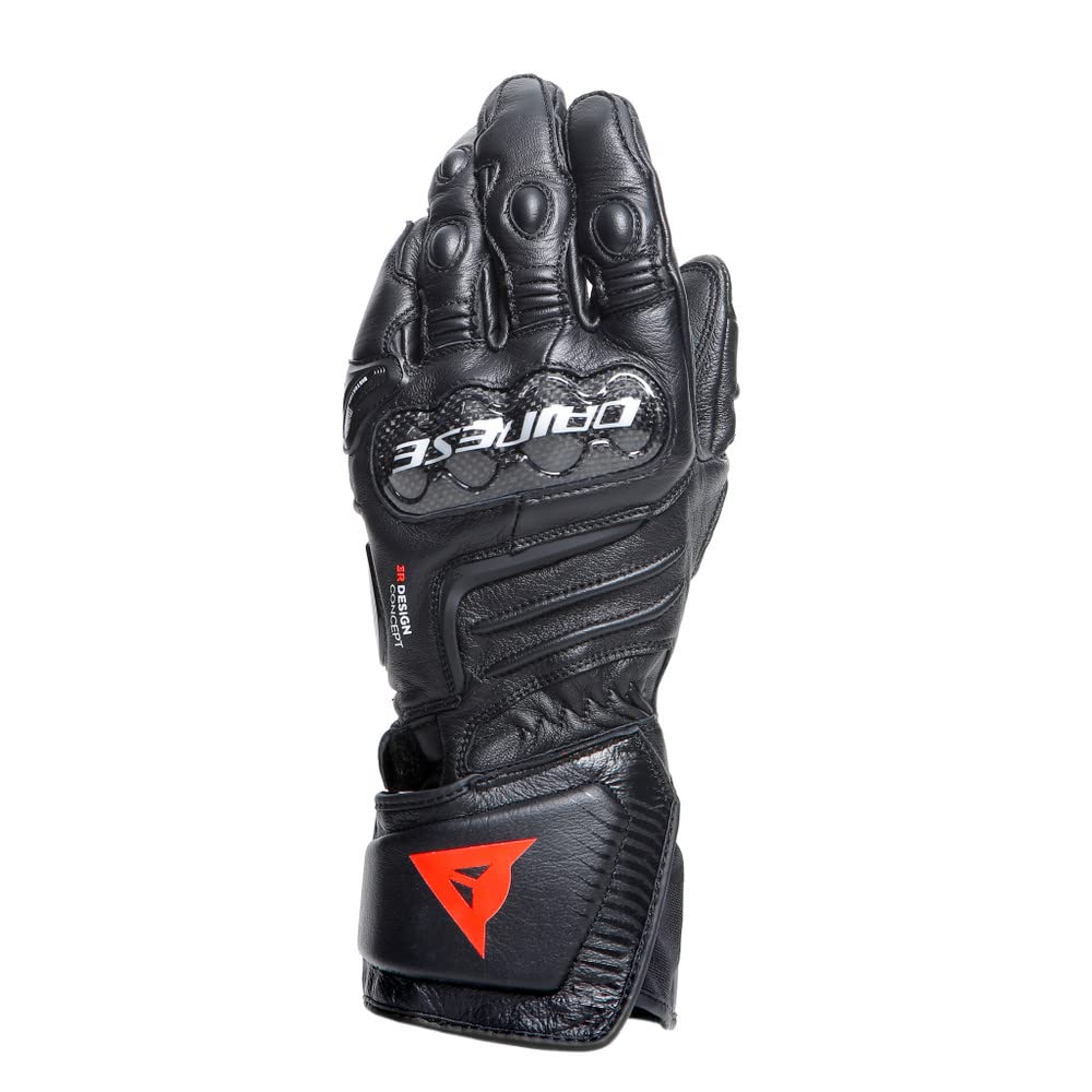 Dainese - Carbon 4 Long Leather Gloves, Long Leather Sport Motorcycle Gloves, Carbon Knuckle Protectors, Black/Black/Black, XXL