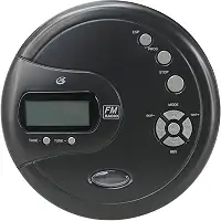 GPX Leitor de CD portátil PC332B com proteção anti-salto, rádio FM e fones de ouvido estéreo - preto