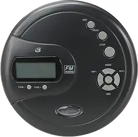 GPX Leitor de CD portátil PC332B com proteção anti-salto, rádio FM e fones de ouvido estéreo - preto