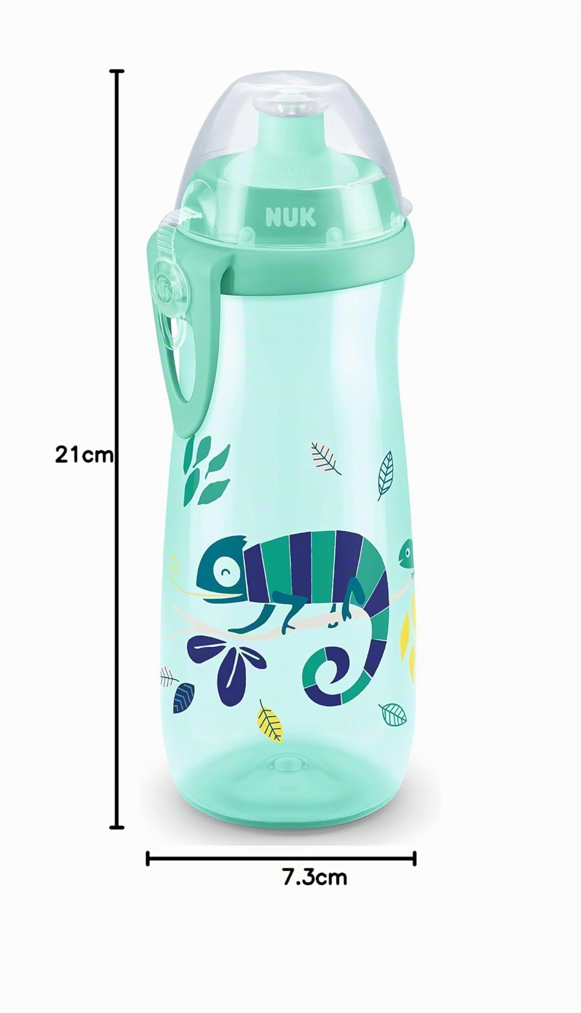 NUK Sports Cup - Gobelet avec effet caméléon - Pour enfant à partir de 36 mois - Avec bec verseur anti-fuites - Clip et capuchon de protection - Sans BPA - 450 ml - Caméléon (vert)