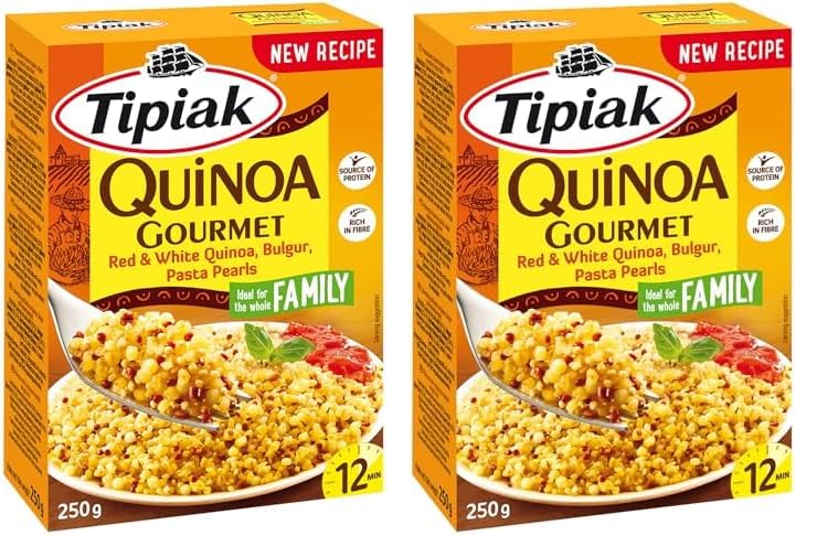 Tipiak, Quinoa e Bulgur, Preparazione a Base di Quinoa Rossa, Bianca e Grano Duro Precotto, Ottima Base per Insalate, Aggiungi Verdure o Carne, Da Gustare Calda o Fredda, Pronto in 12 Minuti, 250 g