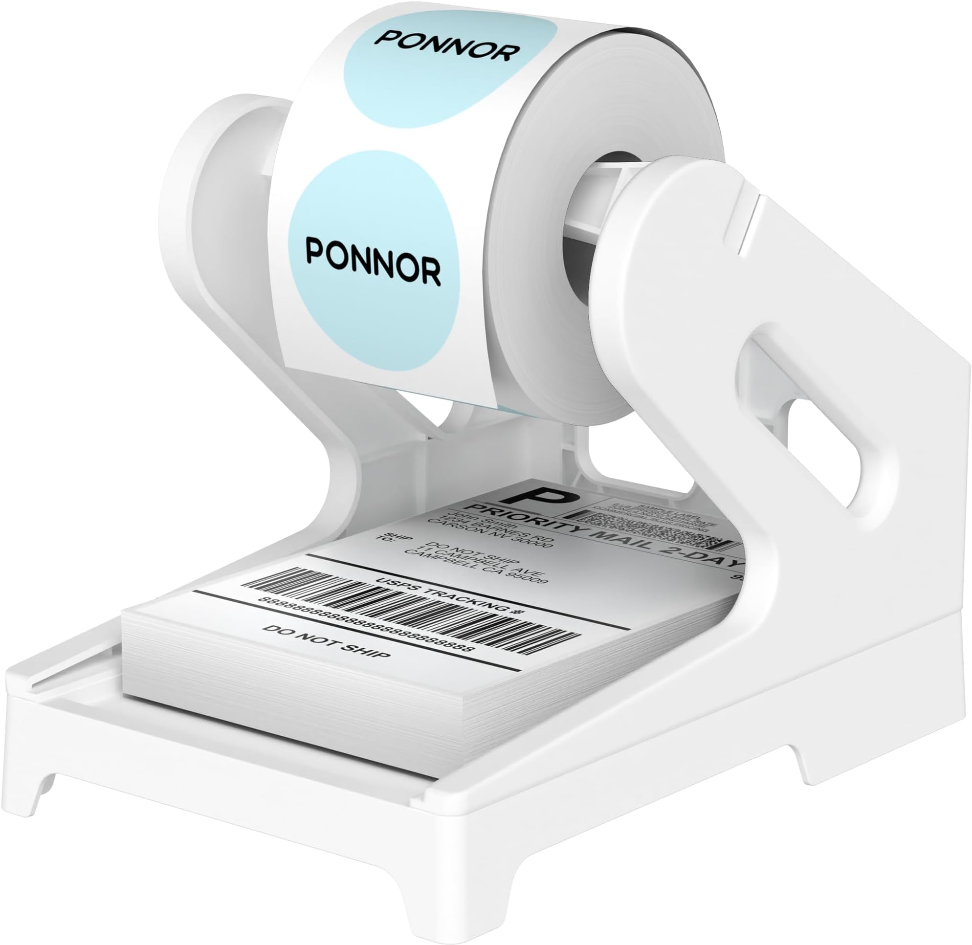 PONNOR Label Holder, Thermal Shipping Label Holder for Rolls and Fan-Fold Labels, Desktop Label Printer Accessory for Office, Home
