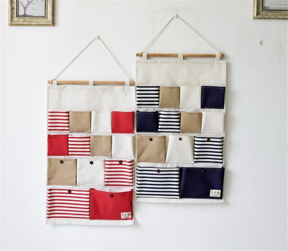 QTT Cotton Cloth Bag,13 Hang Admit Streaks, Spell Checker Receive Hang Bag Door Rear Trim-Bag,75.5 * 45.5Cm, Blue