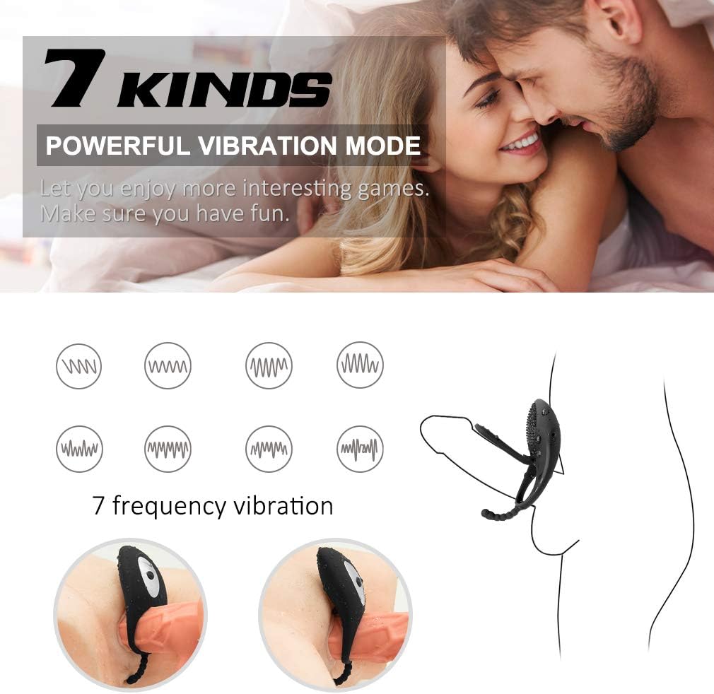 Superior Quality Vibration Ring Rechargeable Play Ring by Sooleo, Super Elastic Safety Silicone, Silent Waterproof Men's Vibration Silicone Ring to Delay Ring Silicone Massage Ring Increase Combat