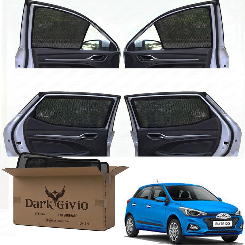 Image of Car Window Sun Shade Protector for I 20 (2020) ASTA | Exact Fit Non-Magnetic Half Cut Sunshade (Set of 4 /6) | UV Blocker Side Window Car Curtains & Interior Accessory