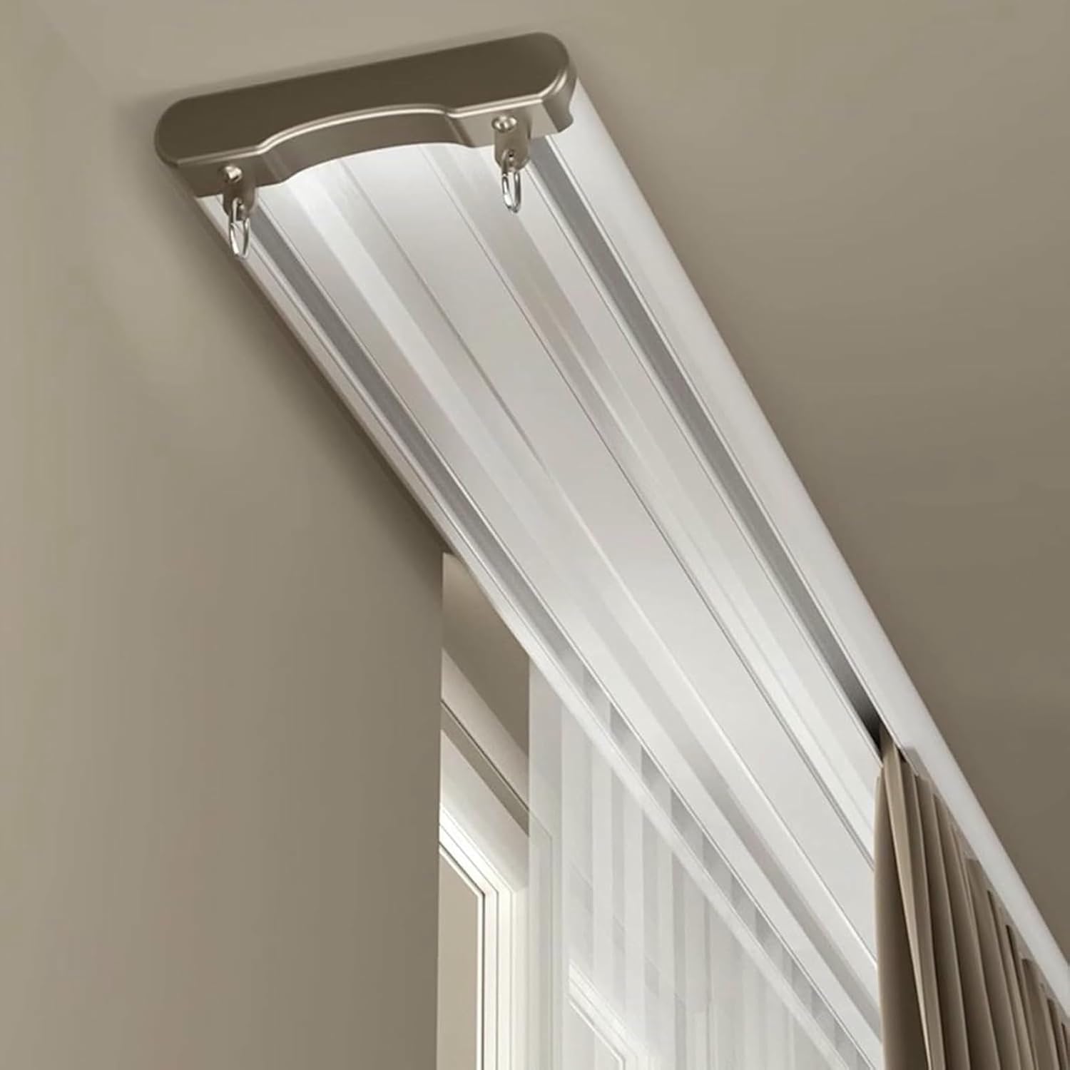 Ceiling Curtain Track Double Rail Curtain Rod Track System for Living Room, Bedroom Curtain Track for Ceiling Aluminum, Straight Ceiling Curtain Hanging Rod with Gliders,White-/6.2m/20.3ft