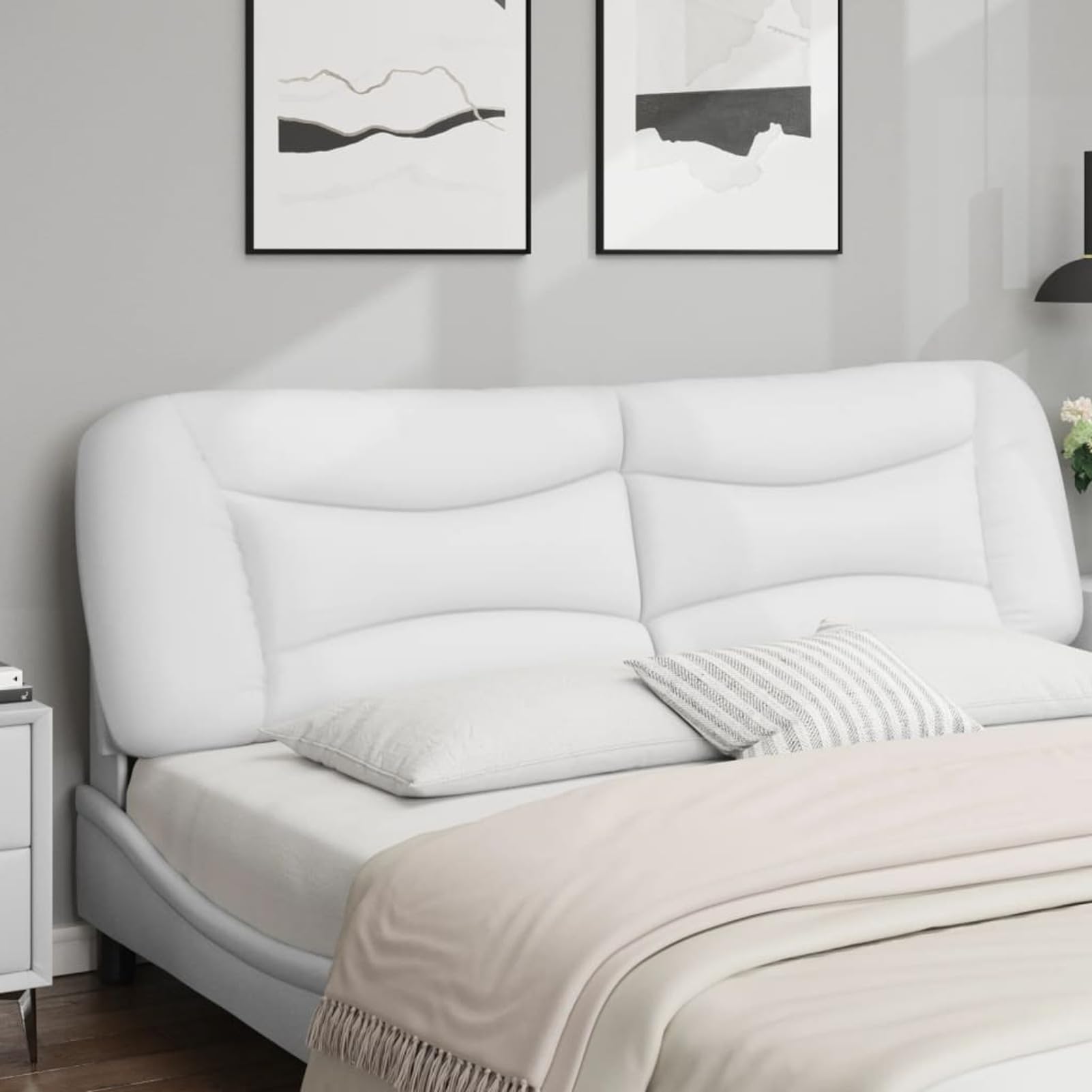 Coussin de tête de lit Blanc 180 cm Similicuir,Armoire De Tête De Lit,Tête De Lit pour Adulte,Meuble De Chambre À Coucher