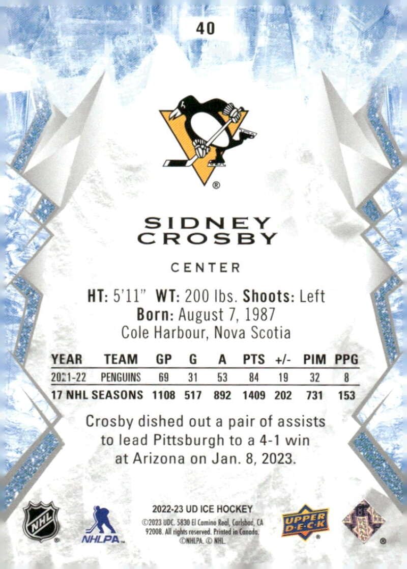 Amazon.com: 2022-23 Upper Deck Ice #40 Sidney Crosby Pittsburgh