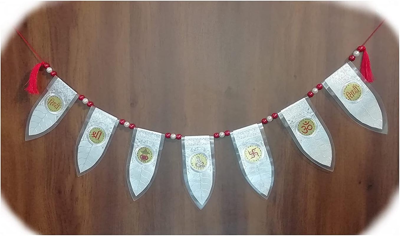 SJ 999 Pure Silver Leaves Toran Bandarwal (7Pcs) with Thread