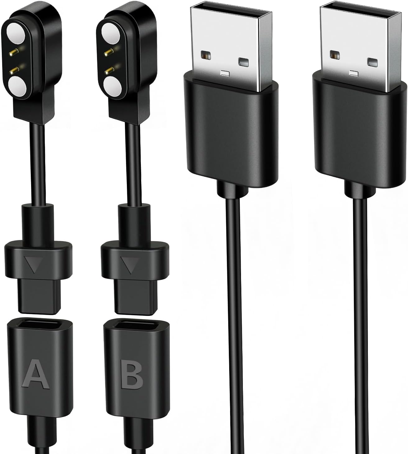 2-Pack AB284 Reversible Smart Watch Charger – Innovative Magnetic Charging Cable, Solves Polarity Mismatch, Universal for All 2.84mm-Pin-Pitch Devices: Select Bone Conduction & Open-Ear Headphones