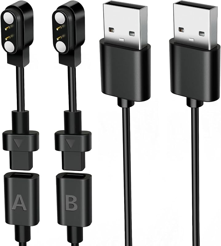 2-Pack AB284 Reversible Smart Watch Chargers Magnetic Charging Cable | Innovatively Solve Polarity Mismatch, Universal for All 2.84mm-Pin-Pitch Devices: Select Bone Conduction, Open-Ear Headphones