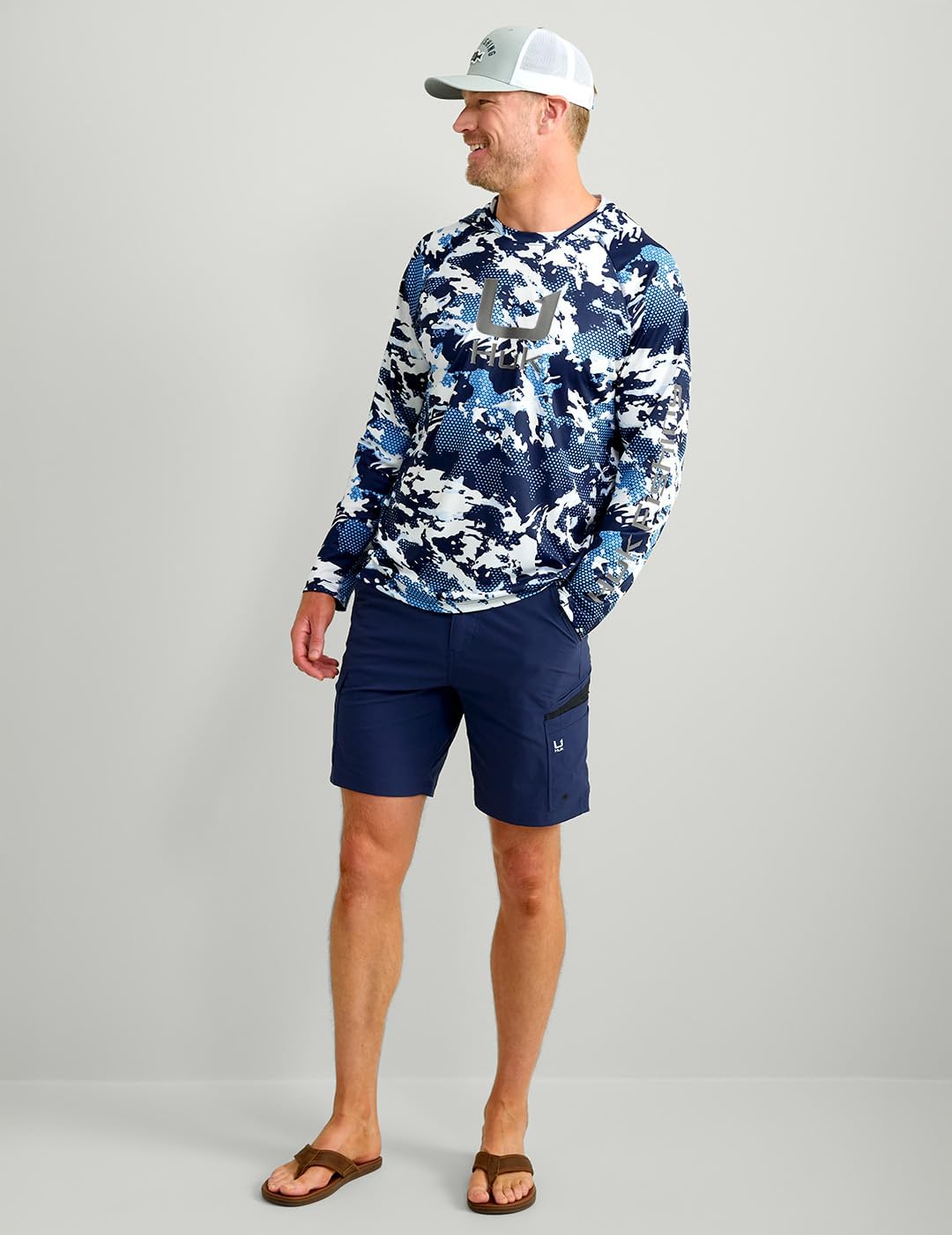 HUK Kids Icon KC Scott Patterned Hoodie, Performance Hooded Fishing Shirt