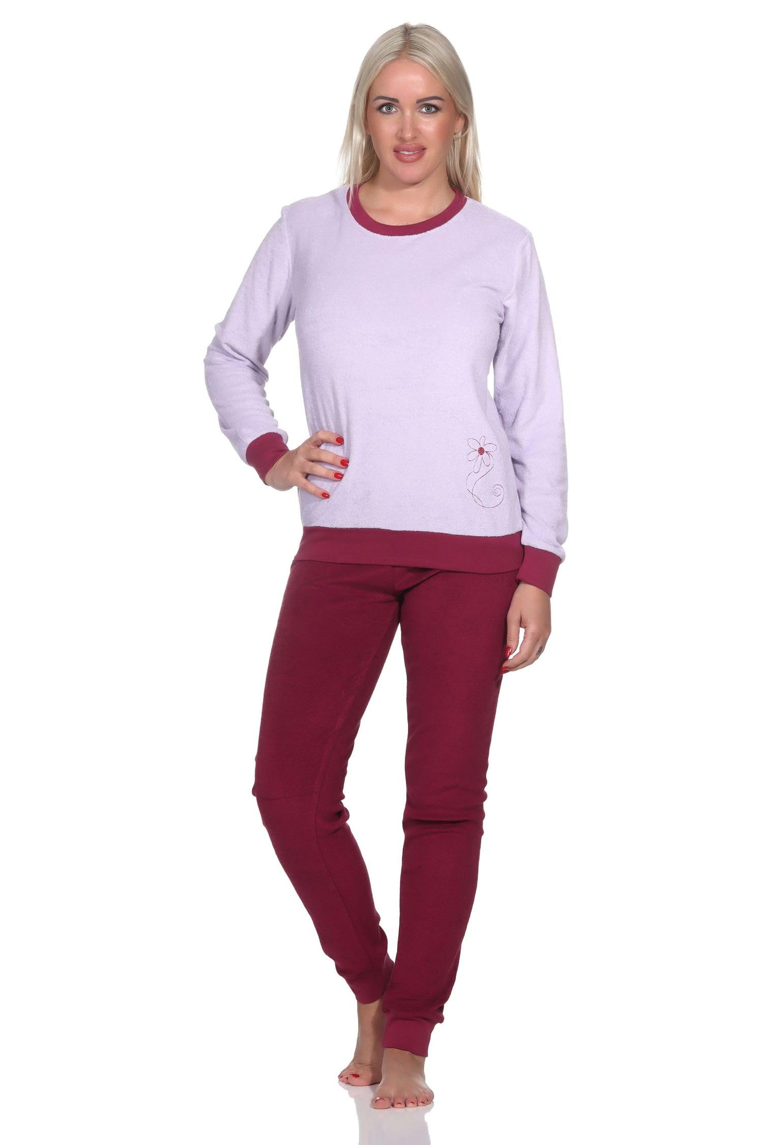 Normann Lange badstof pyjama voor dames, met manchetten, ook in grote maten tot 60/62-201 93 200, 48