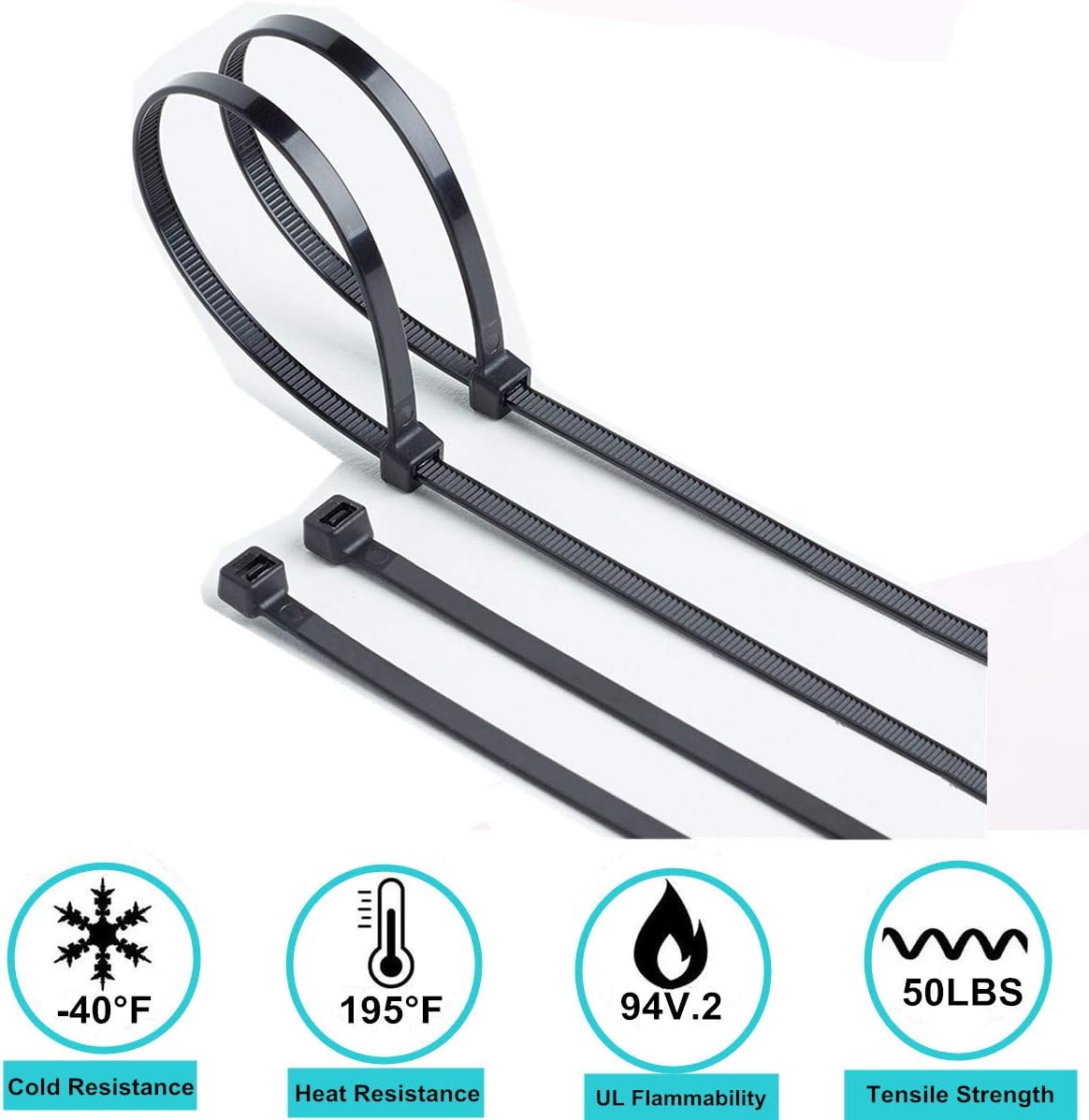 8 Inch Zip Ties,ON THE WAY 150 Pieces Durable Adjustable Nylon Wire Ties and 50 Pounds Tensile Strength for Home, Garage, Office, Vegetable Garden,Travel