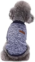 Vista 8 de Suéter de punto clásico para perros y mascotas, abrigo cálido de invierno para cachorros, ropa de suéter suave para perros pequeños (M, caqui)
