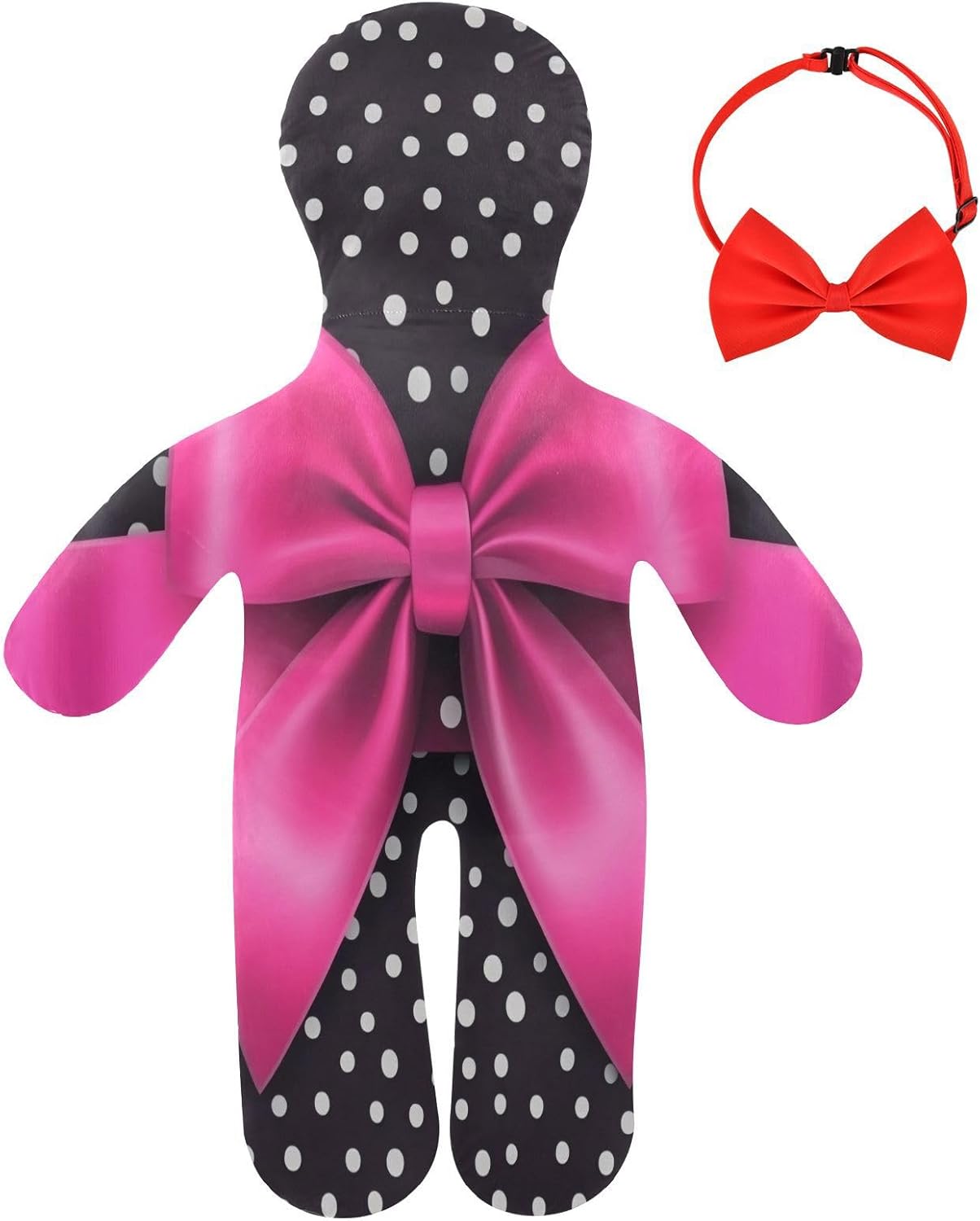 Pink Bow in Dots Human-Shaped Pillow Soft Body Pillows Washable Velvet Pillows for Anxiety Relief Sleeping Cuddling & Support
