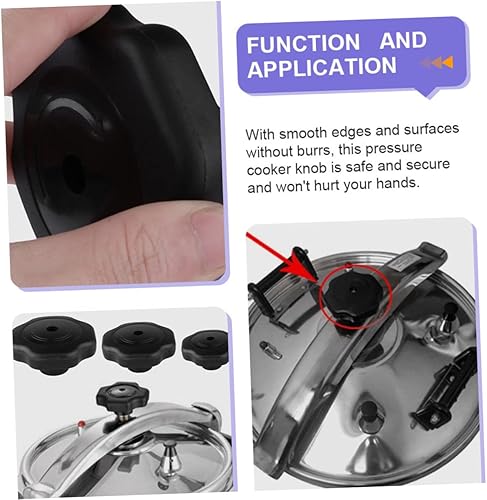 Miniatura 6 de Angoily Ge Perillas de repuesto para estufa, tapa universal para olla, 2 piezas, perilla de olla a presión, color negro giratorio para rotar,