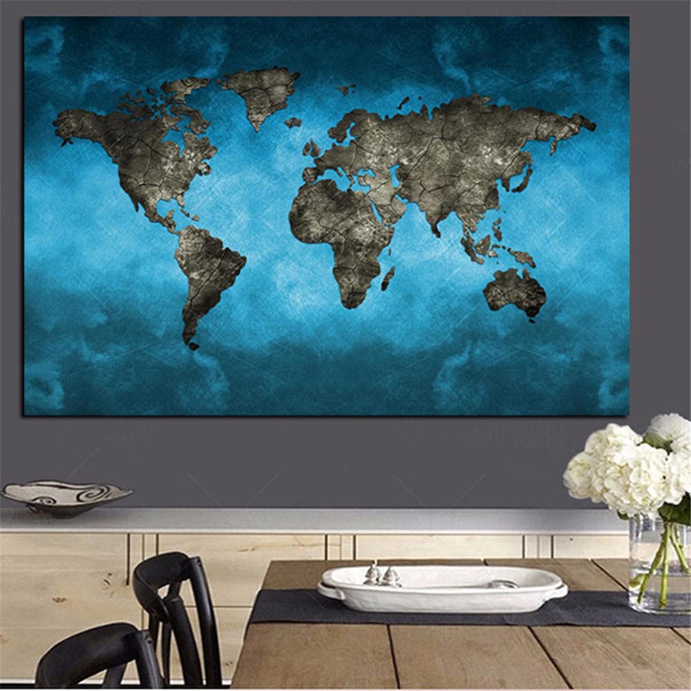 Kit Peinture Diamant grand format carte du monde bleu activité manuelle anti-stress