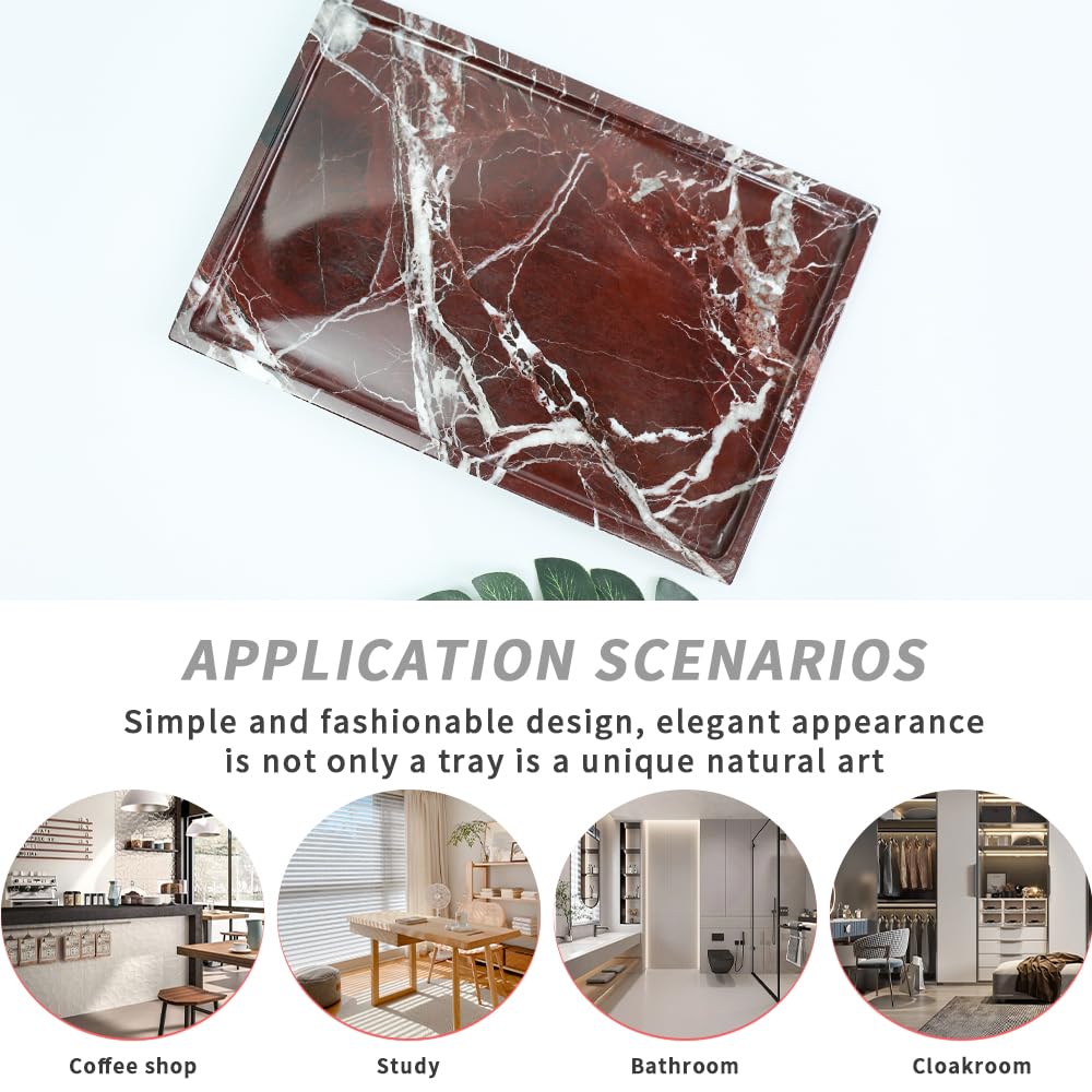Serviertablett aus 100% natürlichem Marmor, luxuriöses Calaccata-Bratschen-Marmor-Aufbewahrungstablett für Heimdekoration, Steintablett für Badezimmer/Küche/Schminktisch/Kommode, Tellerhalter für