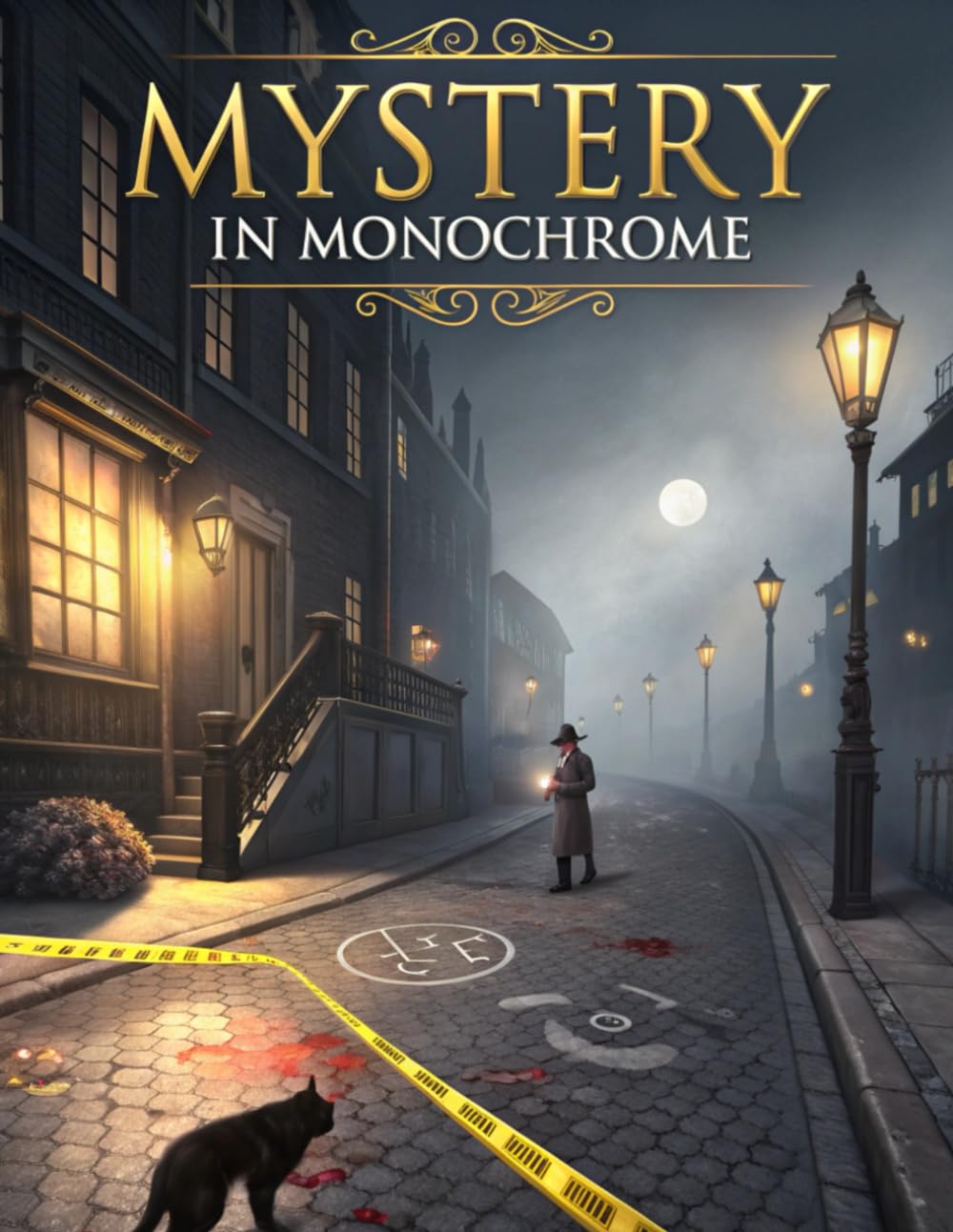 Mystery in Monochrome: A Mindful Crime Scene Coloring Journey for Adults