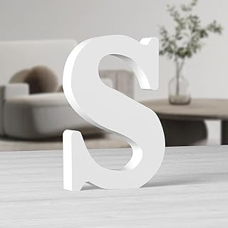 AOCEAN 10 Inch White Big Wood Letters, Unfinished Wooden Letters for Wall Decor Decorative Standing Letters Slices Sign Board Decoration for Craft Home Party Projects (S)
