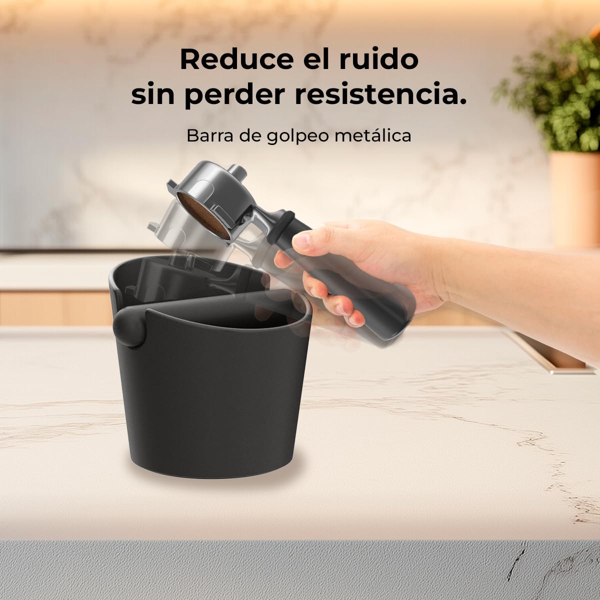 Cecotec Contenitore per fondi di caffè da 1,2 l Baristeo Throw&Away Large. Compatto, dimensioni: 15 x 13 x 15 cm, design ergonomico, materiale ABS, barra di battuta metallica con gomma, base