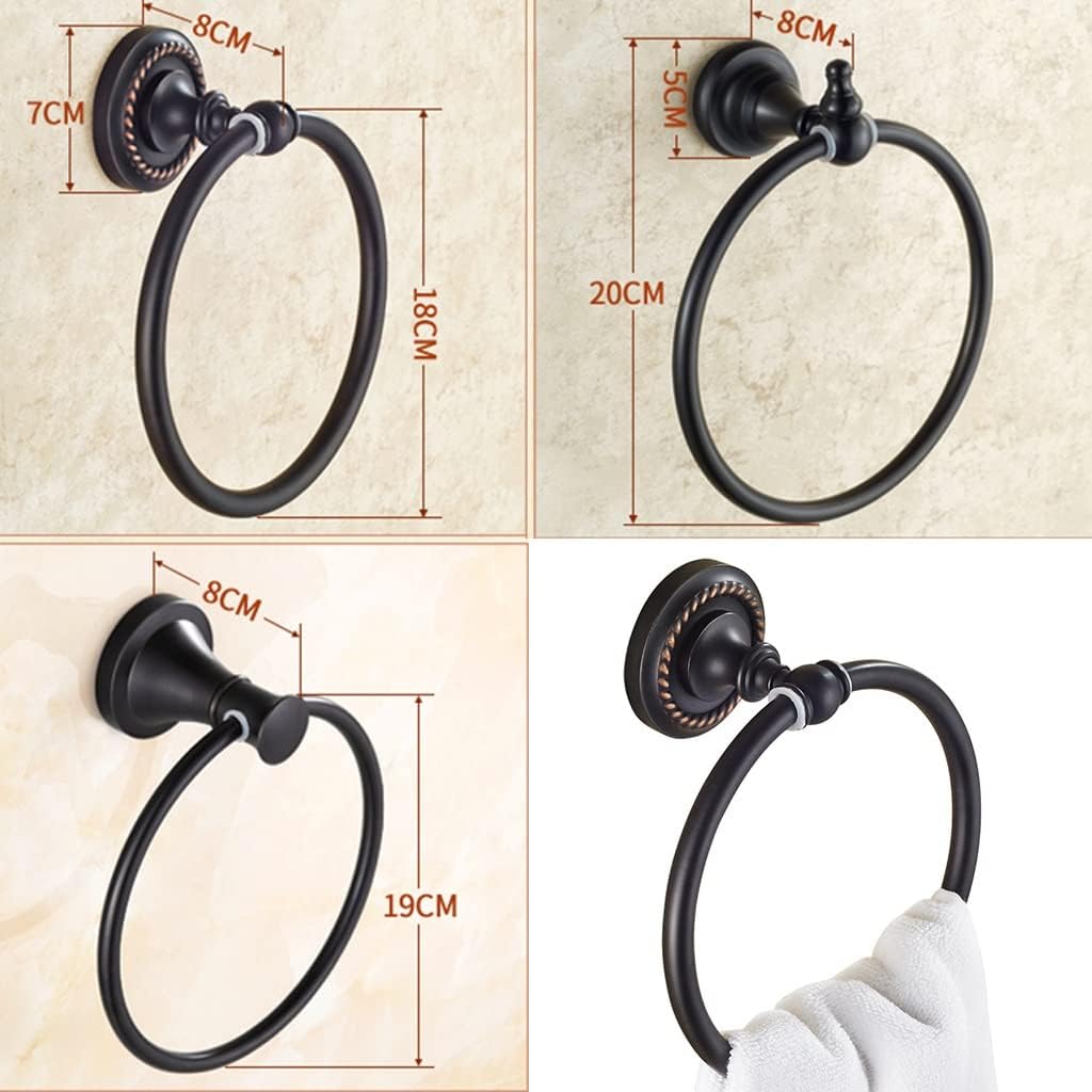 LSLYTQ American Towel Ring, Black Full Copper Round Towel Rack, Round Hand Towel Holder Wall Mount
