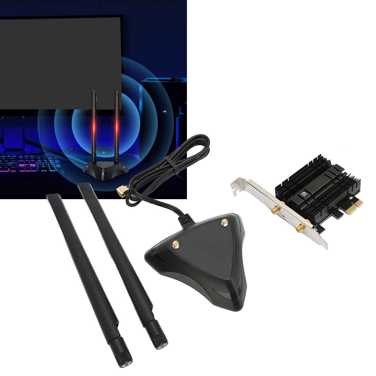 Naroote Adattatore WiFi PCIE WiFi 6E Tripla Banda 5400Mbps BT5.2 per PC Desktop Materiale Colore Quantità