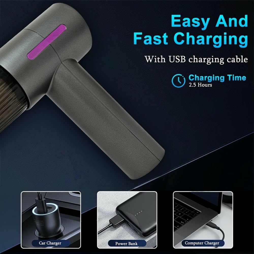 SYJYM Potente aspiradora de Mano para automóvil, Carga USB, purificador de Aire portátil, para el hogar, la Oficina, Camping, soplador de Polvo, inflador