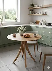 Mesa de Jantar Redonda Flora 90cm com Pés em Madeira Maciça