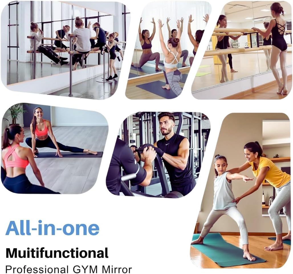 47”x26” Full Body Gym Mirror 2-Pack, Glassless Frameless Mirrors for Wall, Shatterproof Home Gym Decor, Garage Workout Studio Mirror with Easy Install Kit, 4 lbs Lightweight