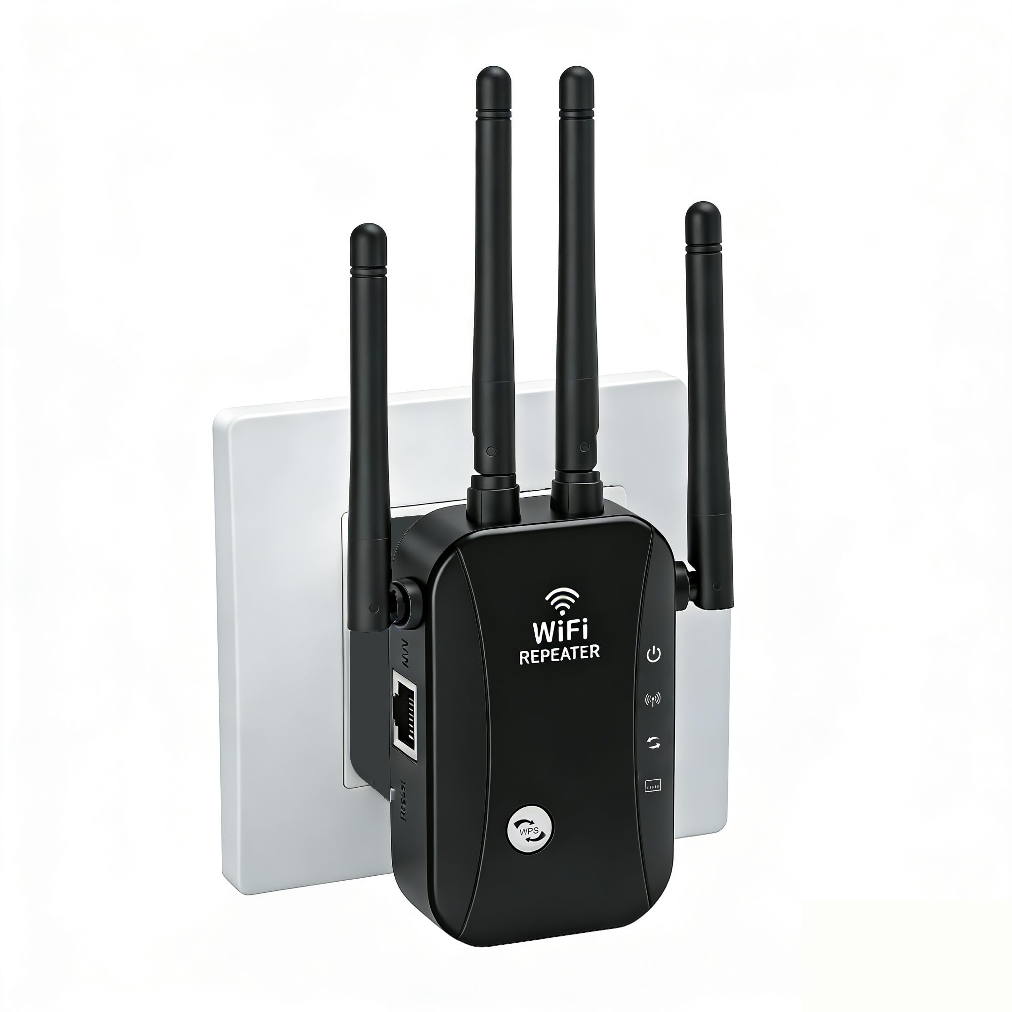 Repetidor WiFi, Amplificador señal WiFi,4 Antenas Externas, Amplificador WiFi 2.4GHz con Repertidor/Ap Modo y la función WPS,1 Puerto Ethernet, Facil de Instalar,Compatible with All WiFi Devices — view 9