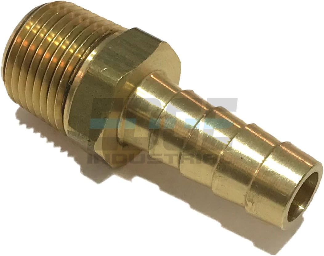 3/8 Hose ID to 3/8 Male BSP BSPT Straight Brass Fitting Fuel / AIR / Water / Oil / Gas / WOG (Qty 01)