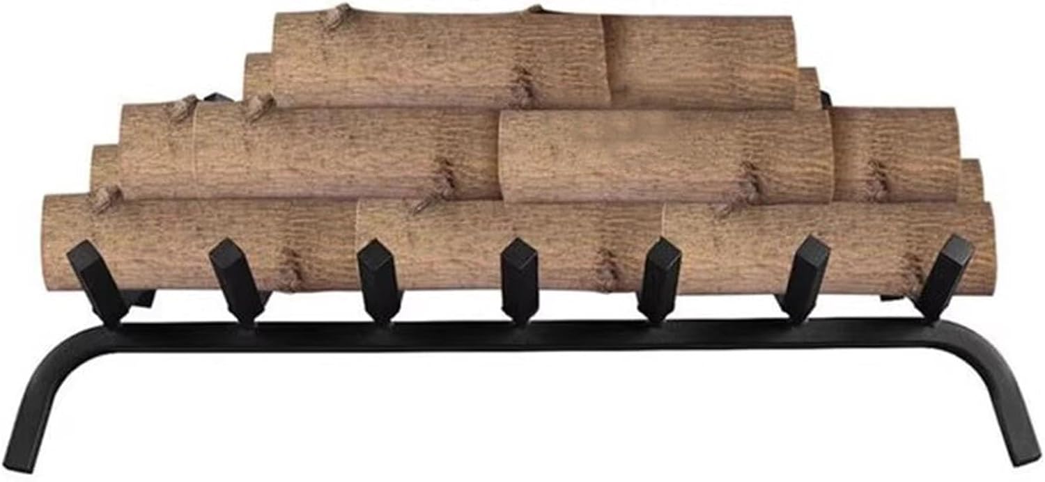 GTPBAO Fireplace Grate 24 Inch, Heavy Duty Cast Iron Wood Stove Grate with 7 Bars, Burning Stove Channel Grate for Outdoor Indoor Chimney