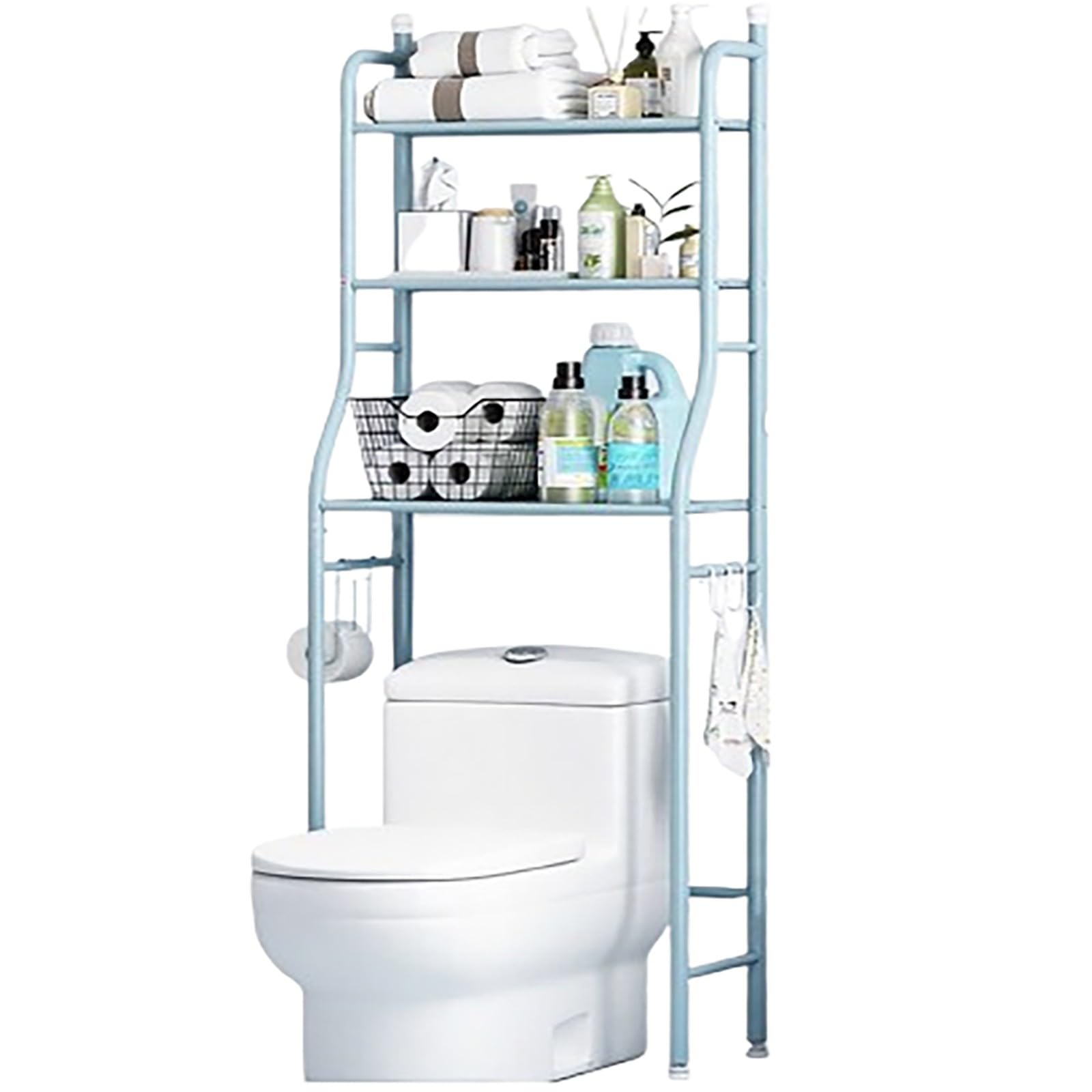Ripiani regolabili a 3 ripiani sopra il WC, soluzione salvaspazio per bagno, cucina e organizzazione di studio
