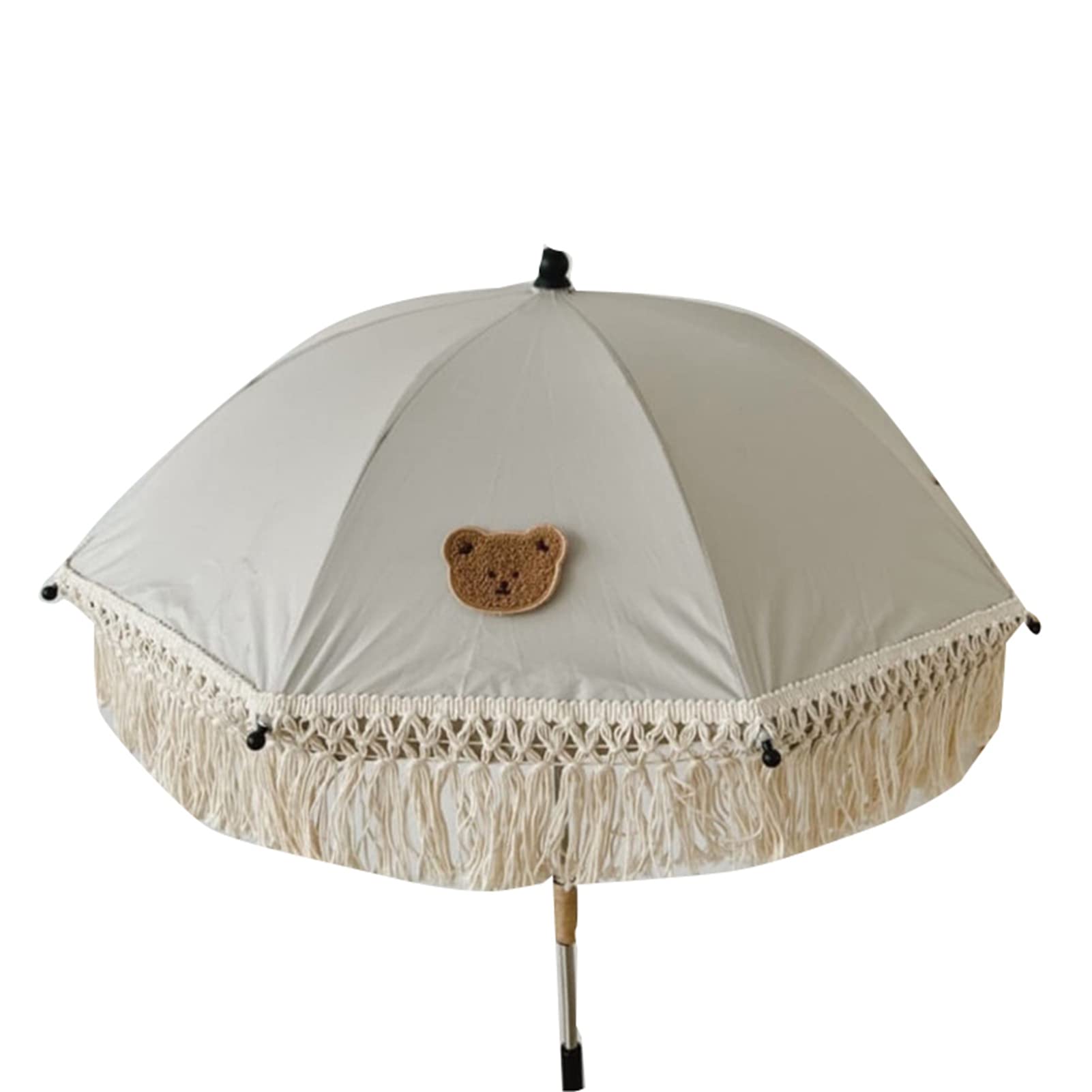 Kcabrtet Sombrilla De Playa Para Arena, Sombrilla De Playa Con Flecos Para Niños, A Prueba De Viento, Precioso Patrón De Oso Para Patio Al Aire Libre, Jardín