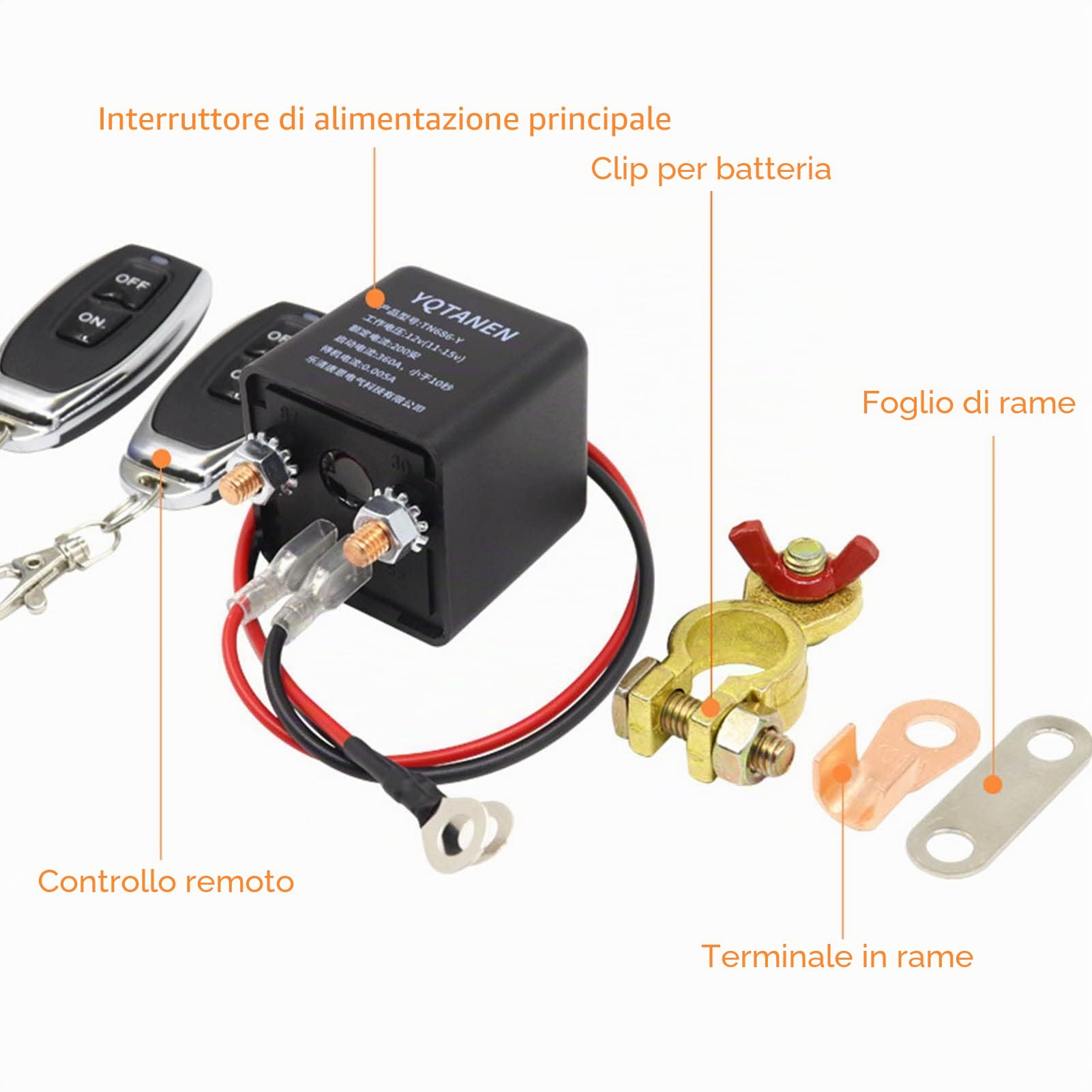 Interruttore di separazione batteria per auto, 200 A, 12 V, interruzione di corrente, interruttore kill, telecomando per auto, camion, barca (12 V200A)
