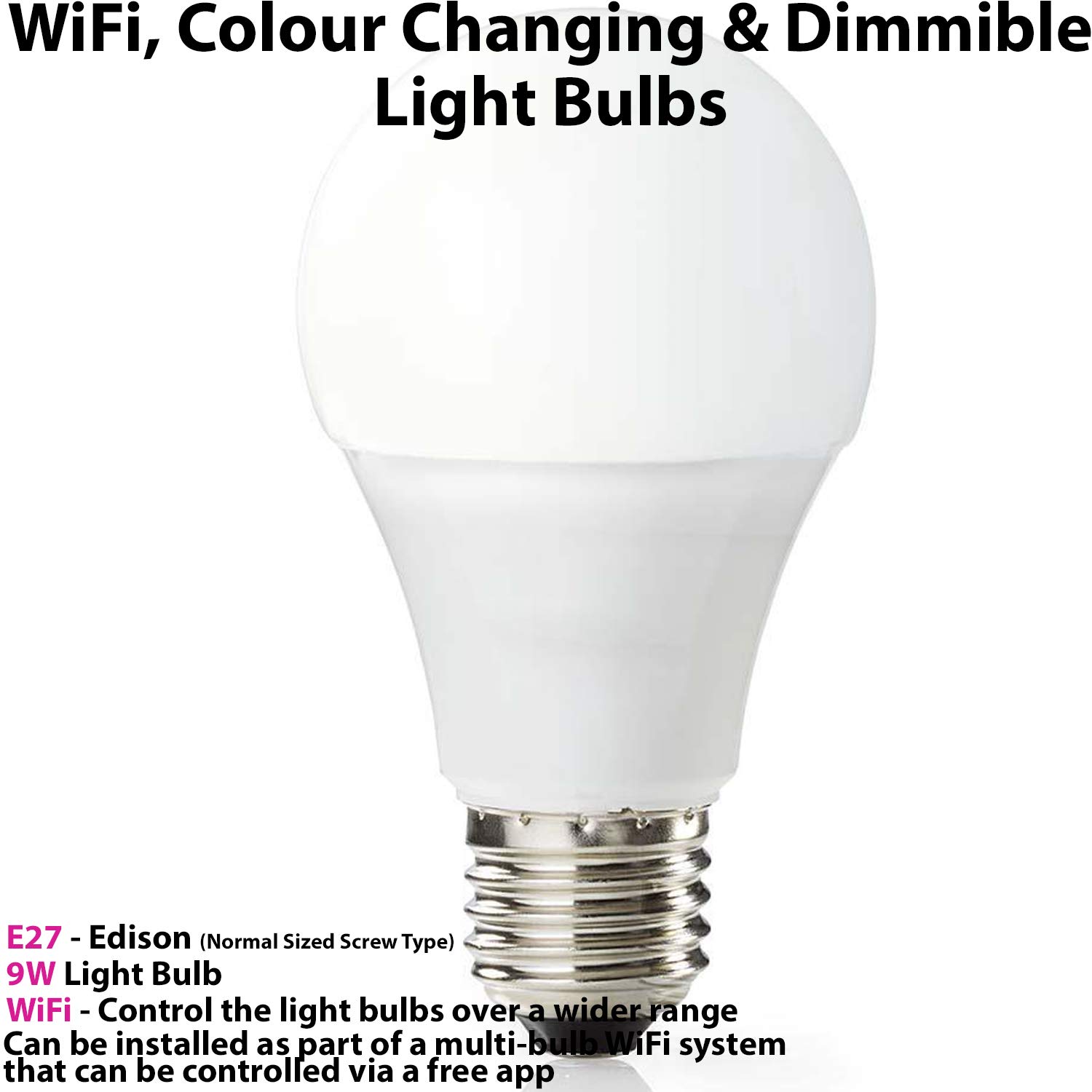 2 x żarówka LED Wi-Fi | 9 W E27 śruba Edisona | Bezprzewodowa Smart Home chłodna/ciepła biel zmiana koloru ściemniana lampa i czasomierz | Bezprzewodowe oświetlenie wielostrefowe zdalne sterowanie za pomocą aplikacji na smartfonie i AMAZON ECHO