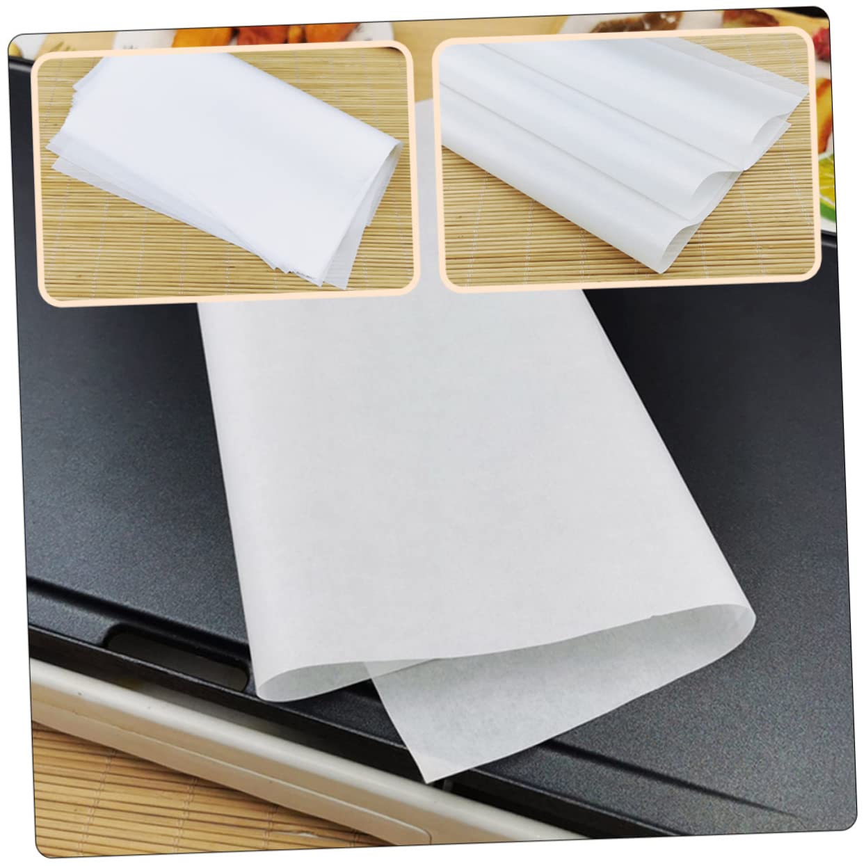 MUCKLILY 500Pcs Greaseproof Oil Absorbing Pads for Fried Foods for Cooking and Party Snacks Lightweight and Kitchen Essential