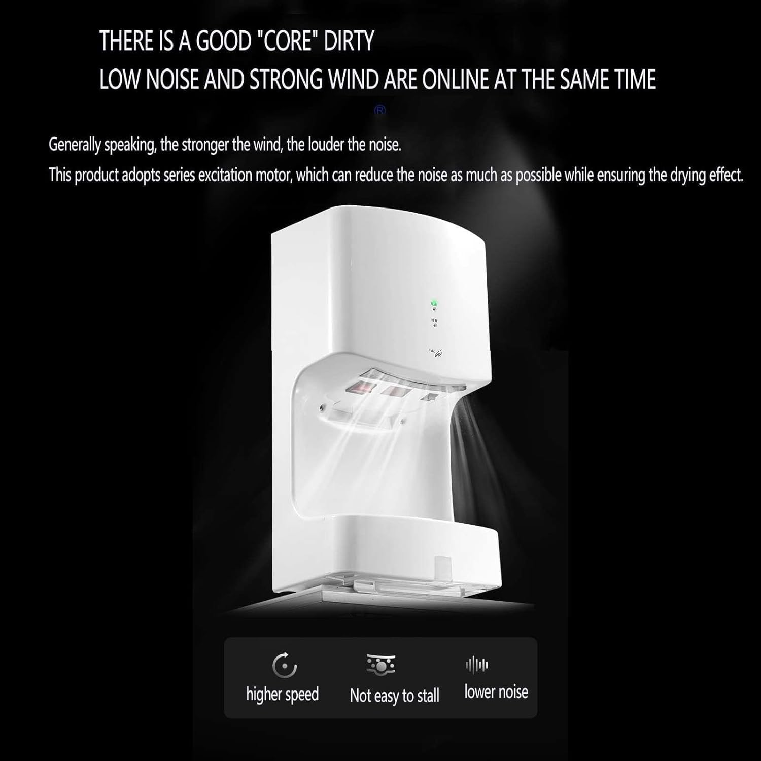 Automatic Induction Hand Dryer - Strong Wind Reduce Wind Noise Clean Air Replace Hot and Cold Air The New Circuit Board Runs Stably Suitable for Home and,