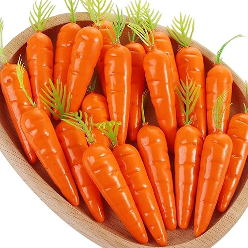 30 mini zanahorias artificiales, zanahorias falsas realistas para decoración de Pascua, simulación de vegetales artificiales, mini zanahorias,
