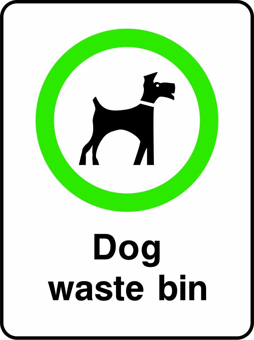 [WOOTTON INDUSTRIES LIMITED UK] 20cmx15cm Dog Waste Bin Sign [Sticker Self Adhesive Vinyl] Public Area Park Safety