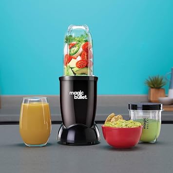 magic bullet Blender 7pc Set in Black - Powerful 10,000 RPM - Sleek, Compact & Portable - Great for Smoothies, Juices, Protein Shakes, Milkshakes, Soups, Salad Dressings, Salsa & Food Prep