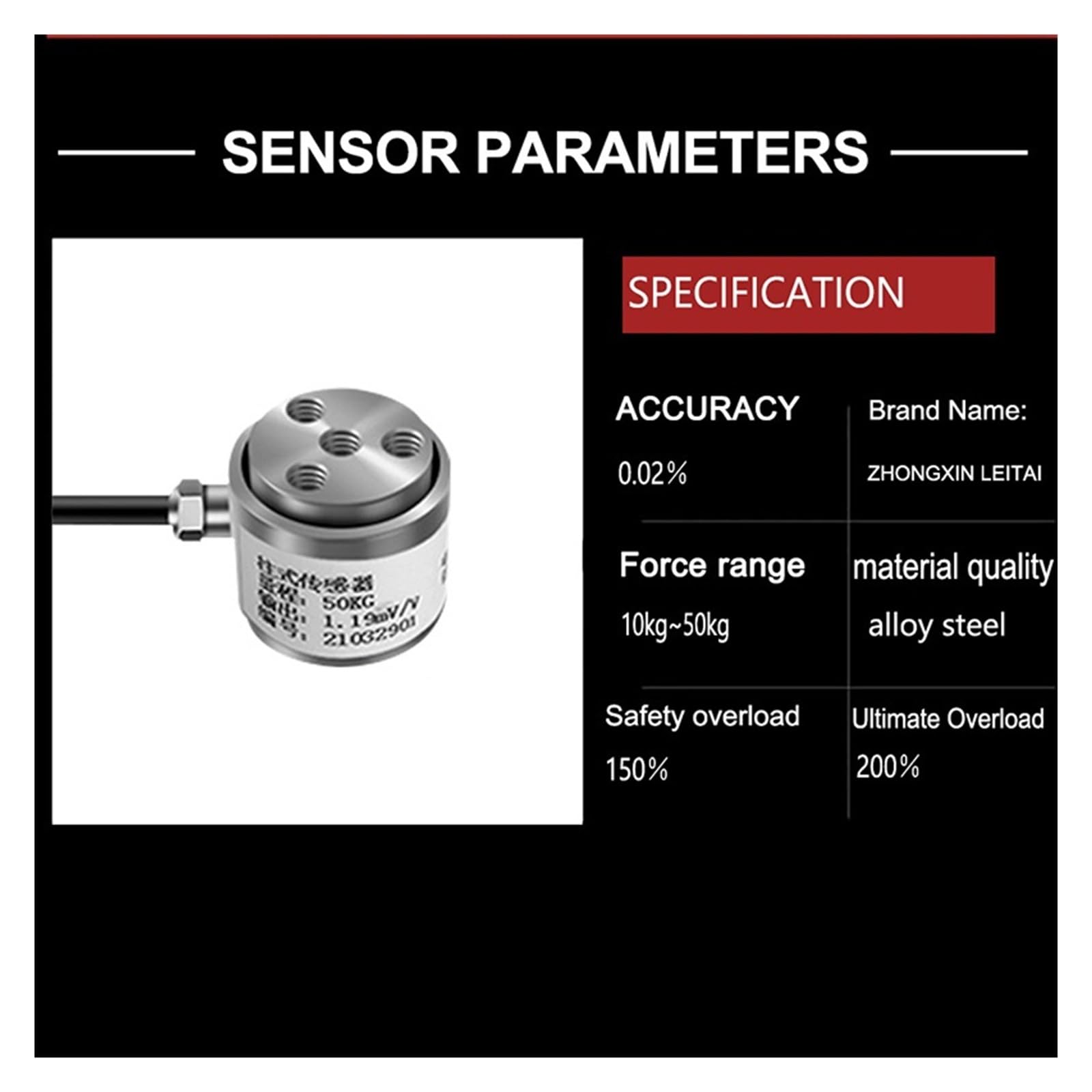 Sensor de Peso, Sensor De Medición Fuerza Alta Precisión Precio Columna Mini Celda Carga Impacto Tensión 10 KG-50 KG For Fabricantes Pruebas Médicas | 20KG