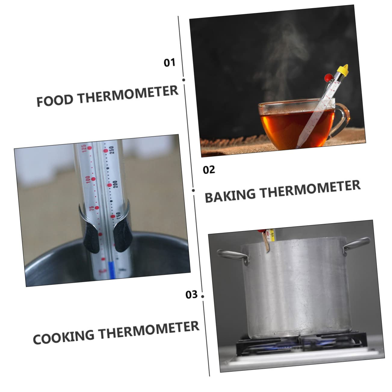 Candy Thermometer Glass Kitchen Cooking Syrup Thermometer Clip Food Safe Baking Tool for Candy Making Deep Frying and Cooking