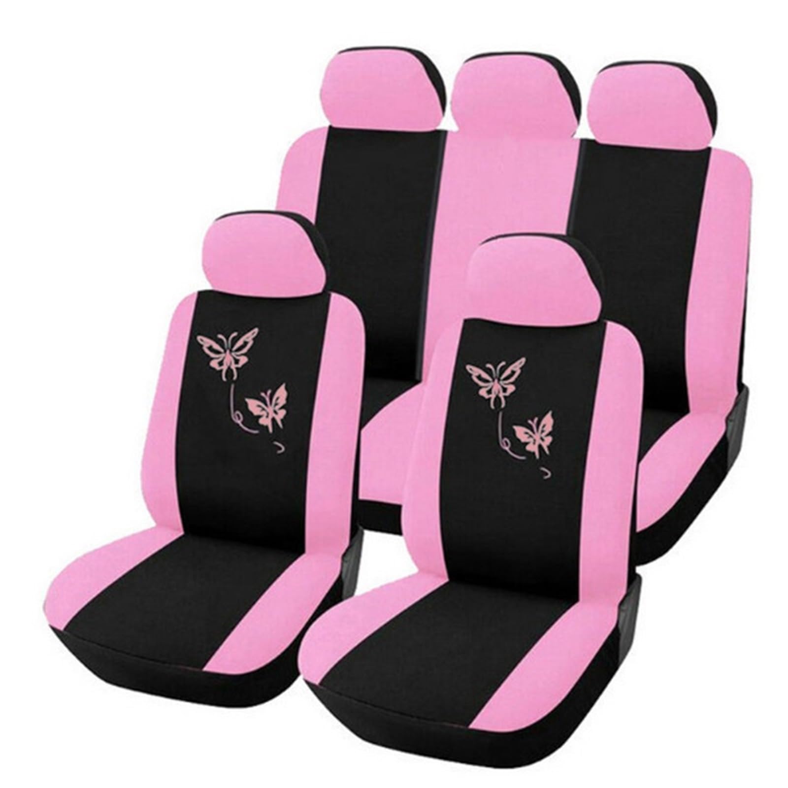 BNDDZBN 1 Set Butterfly Embroidery Car Seat Cover Cushion Four Season Universal Seat Covers Dust-Proof Car Interior Cover(Pink,9pcs)